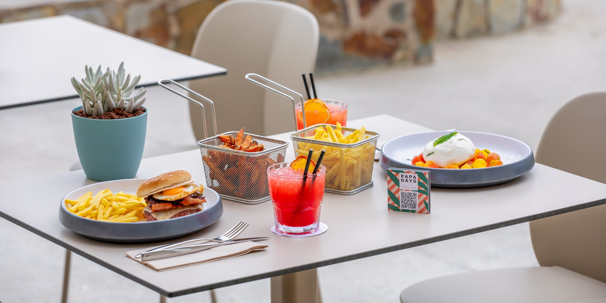 a table with food on it