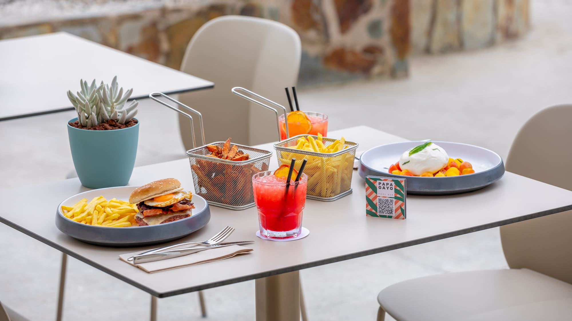 a table with food on it