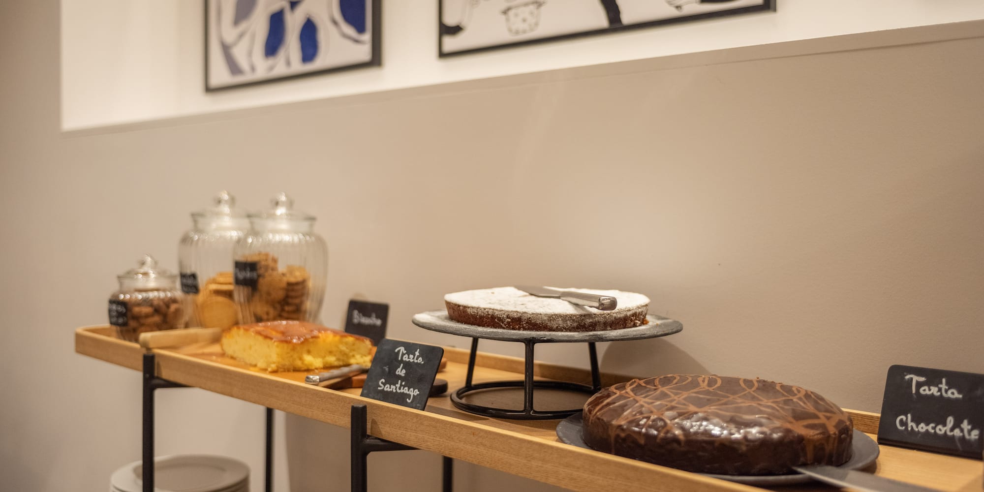 a shelf with food on it