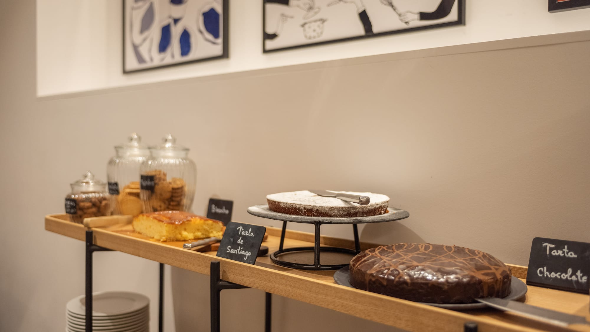 a shelf with food on it