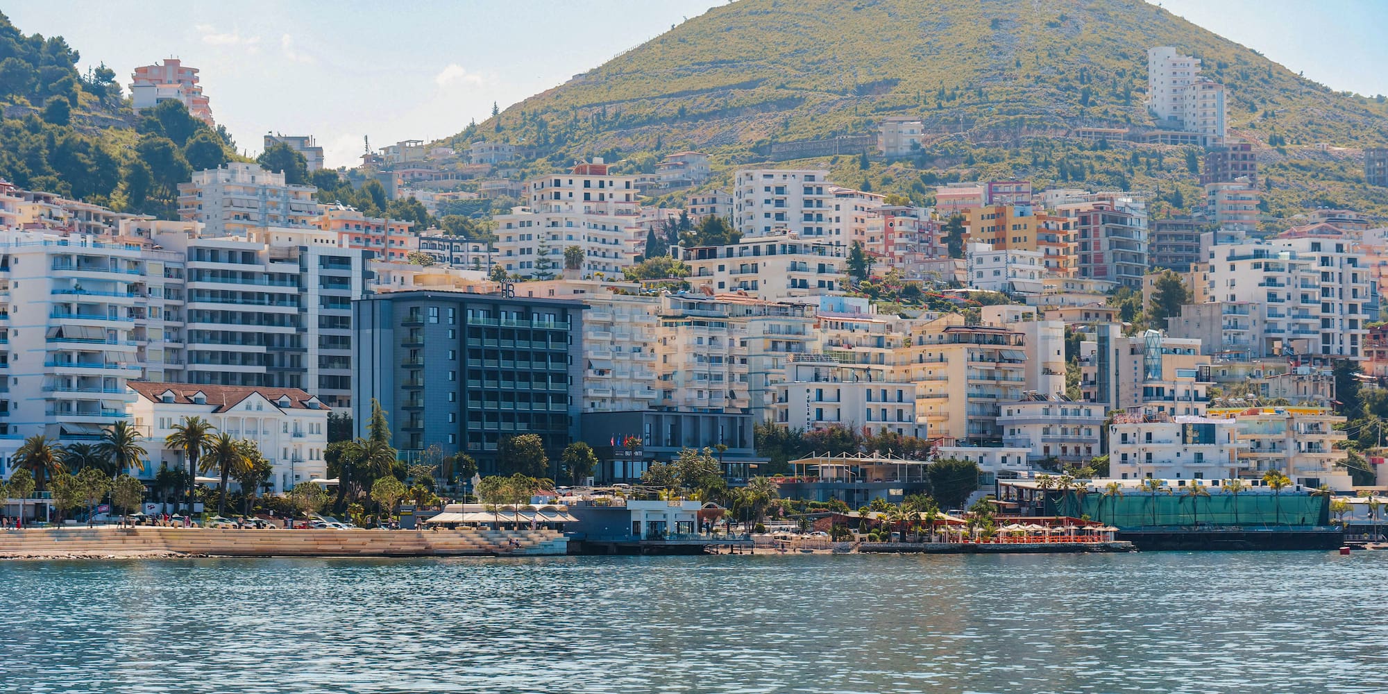 a city next to a body of water