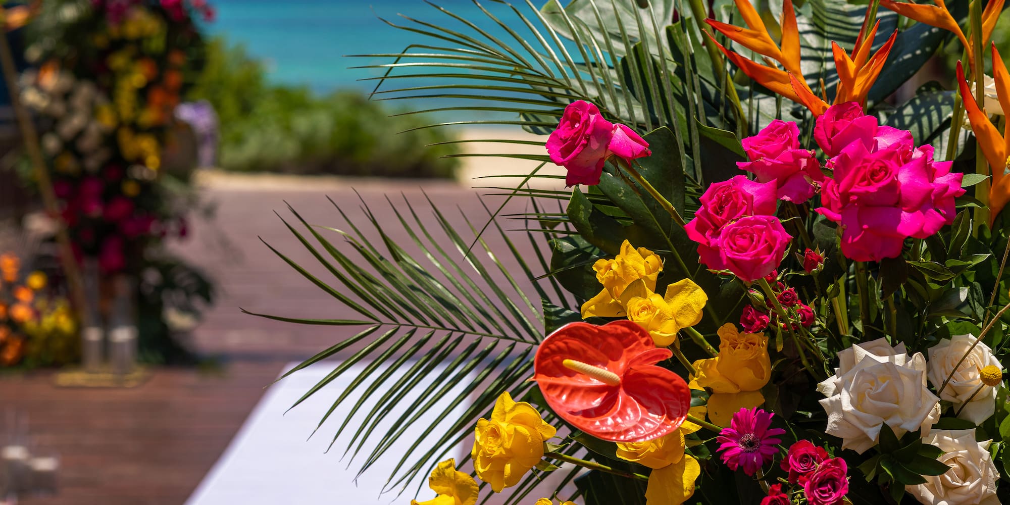 a bouquet of flowers on a table