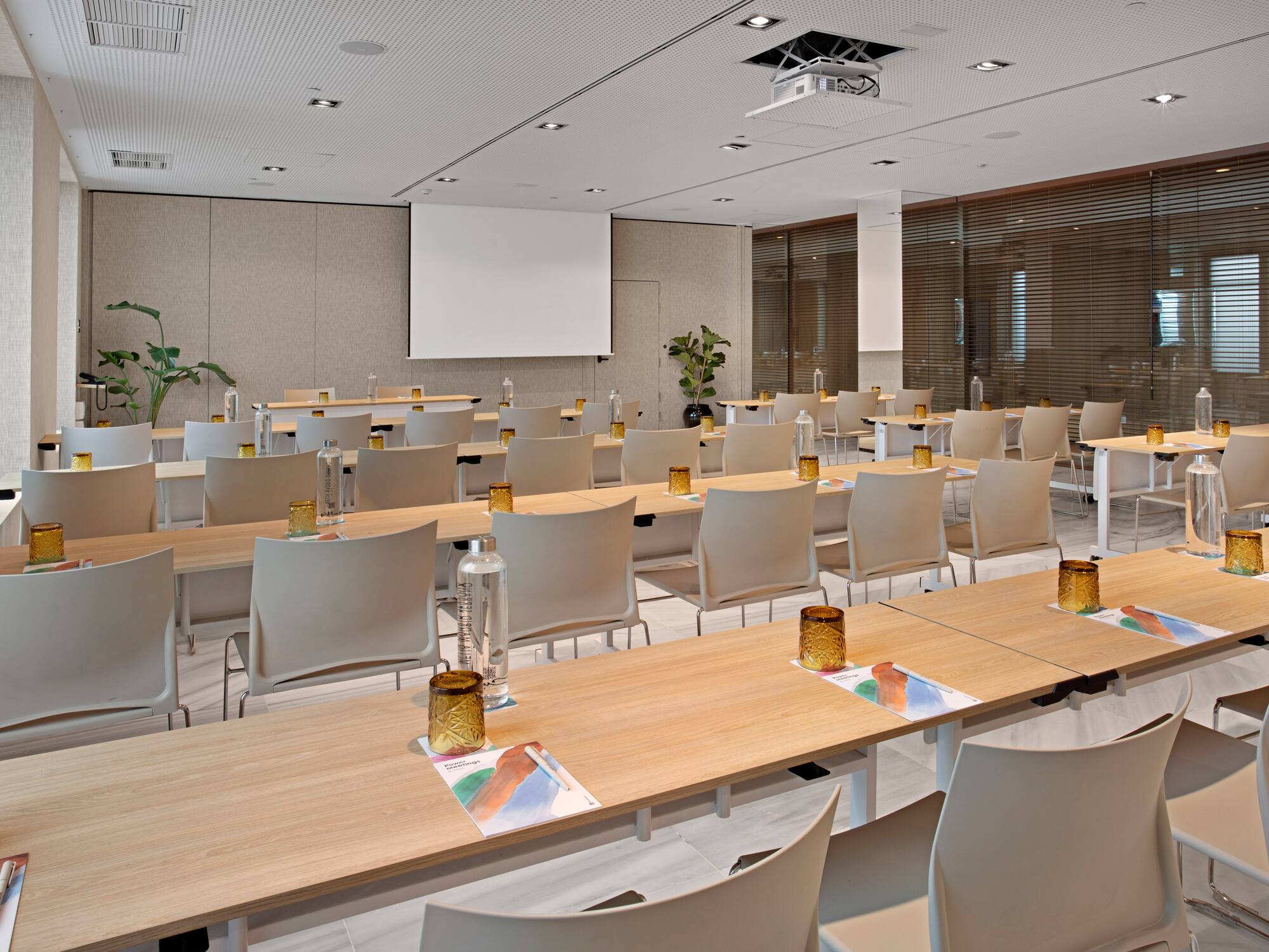 a room with tables and chairs