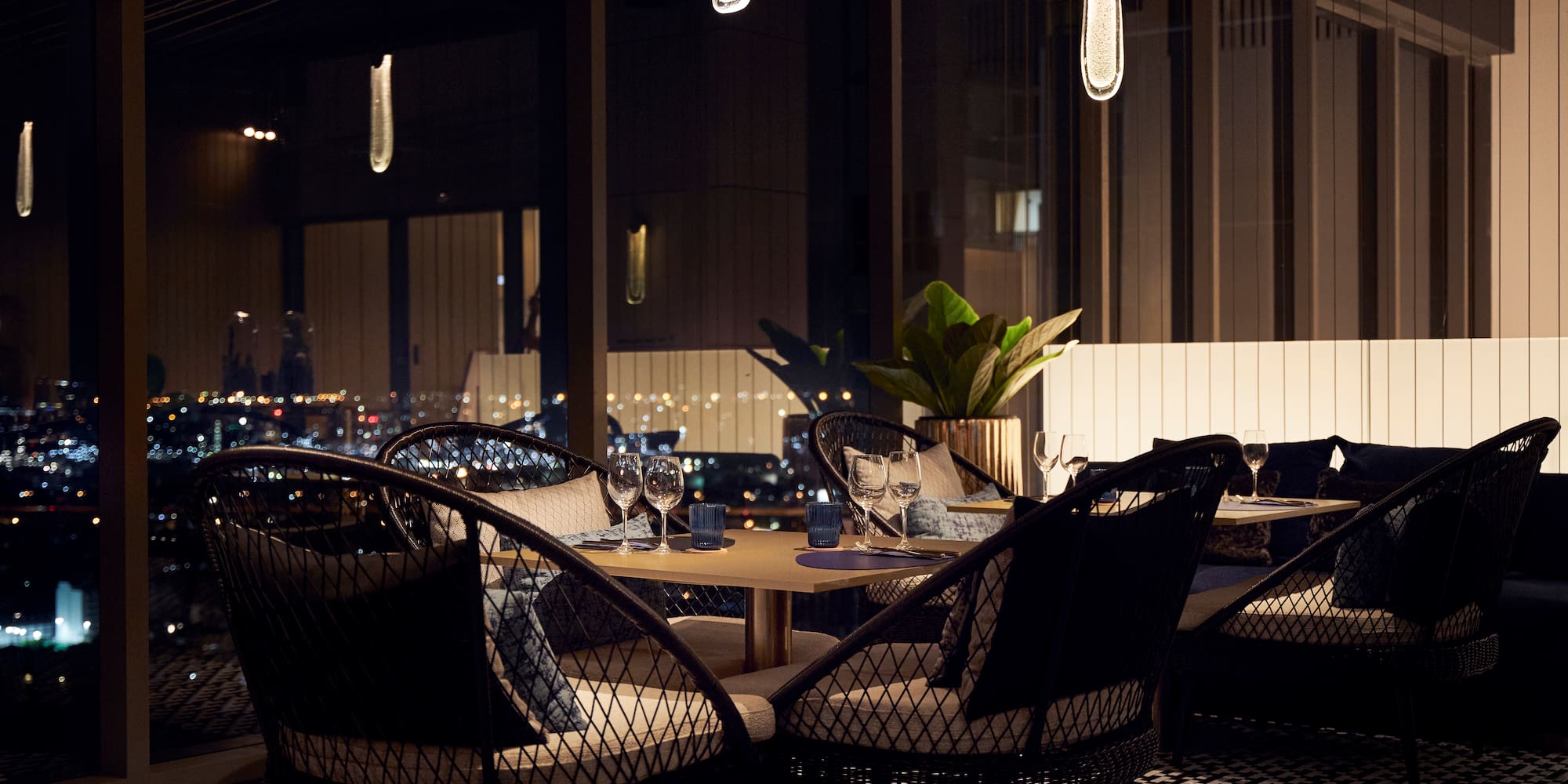 a room with a table and chairs