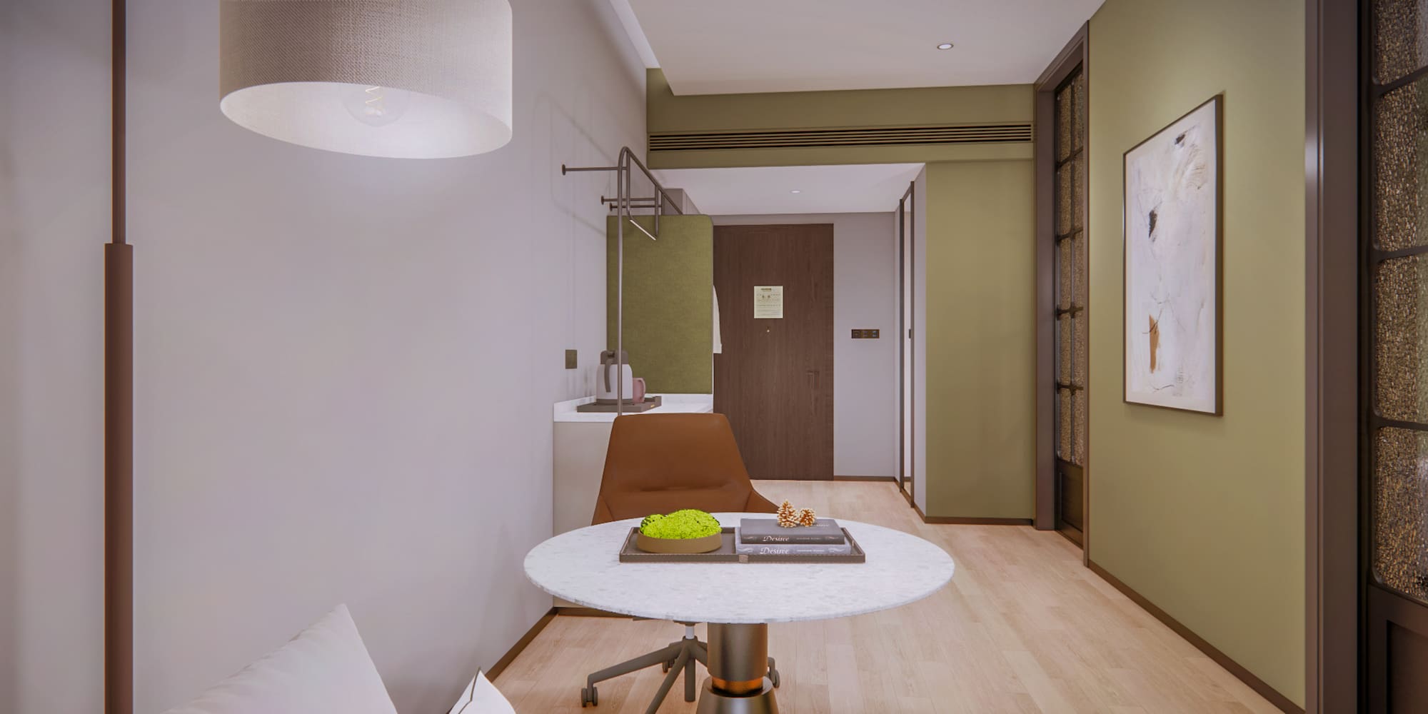 a room with a table and chair