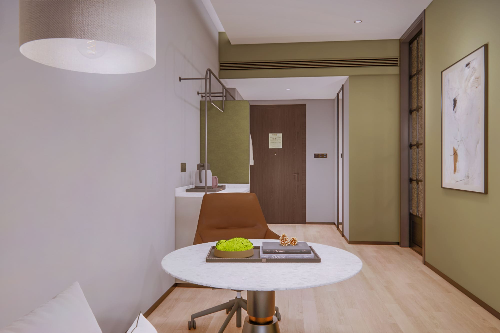 a room with a table and chair