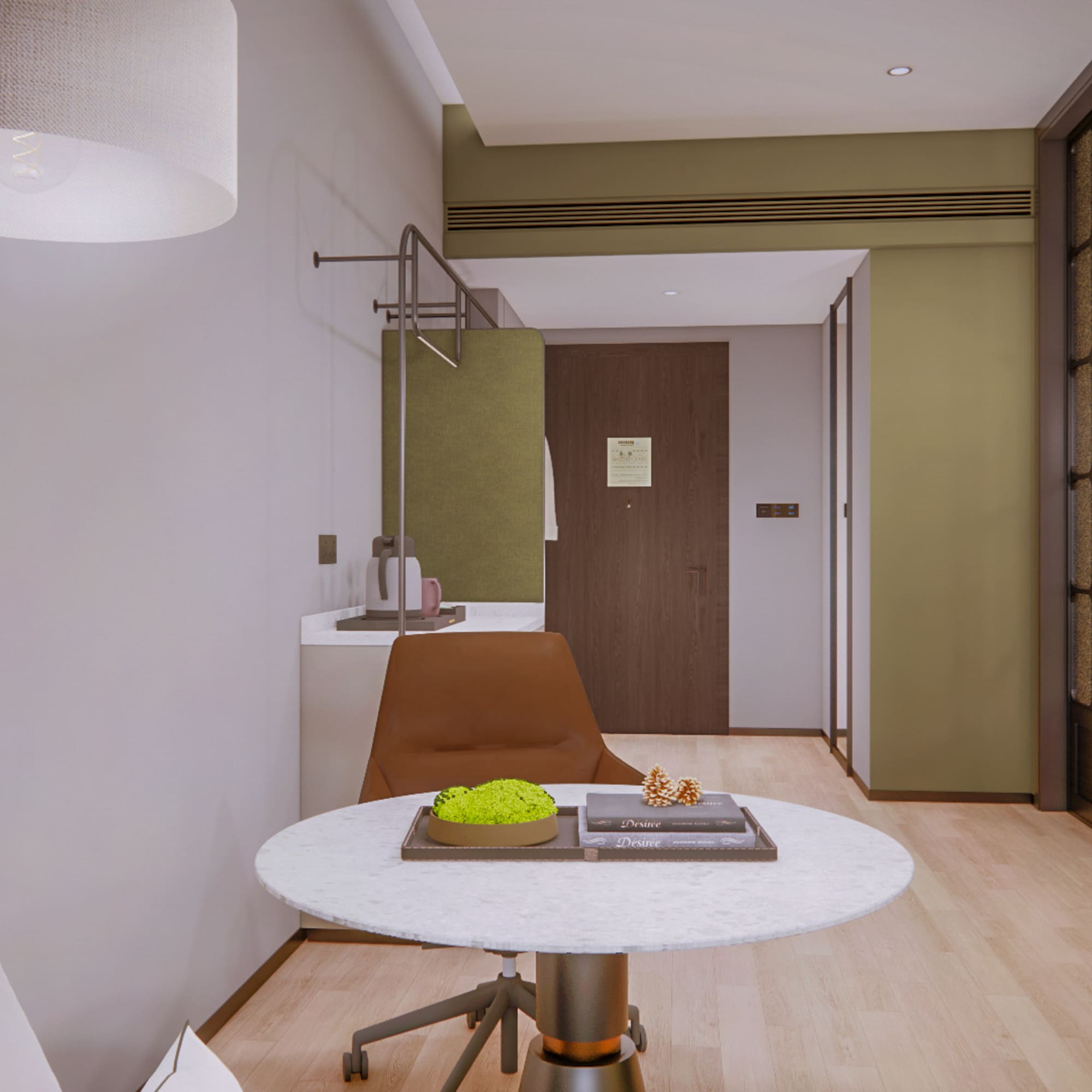 a room with a table and chair