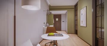 a room with a table and chair