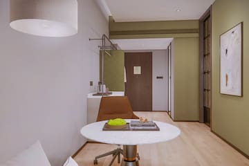 a room with a table and chair