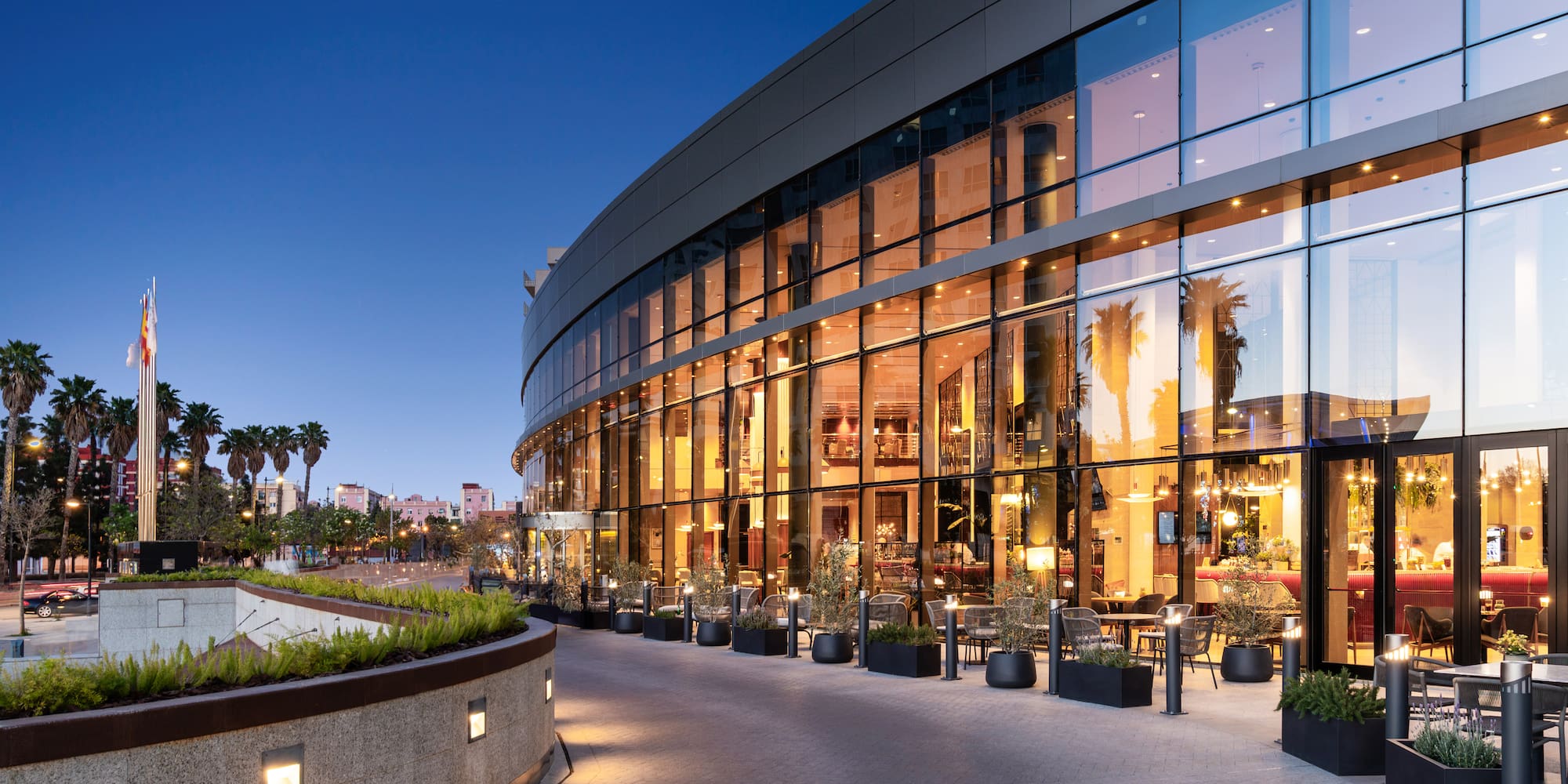 a building with glass windows