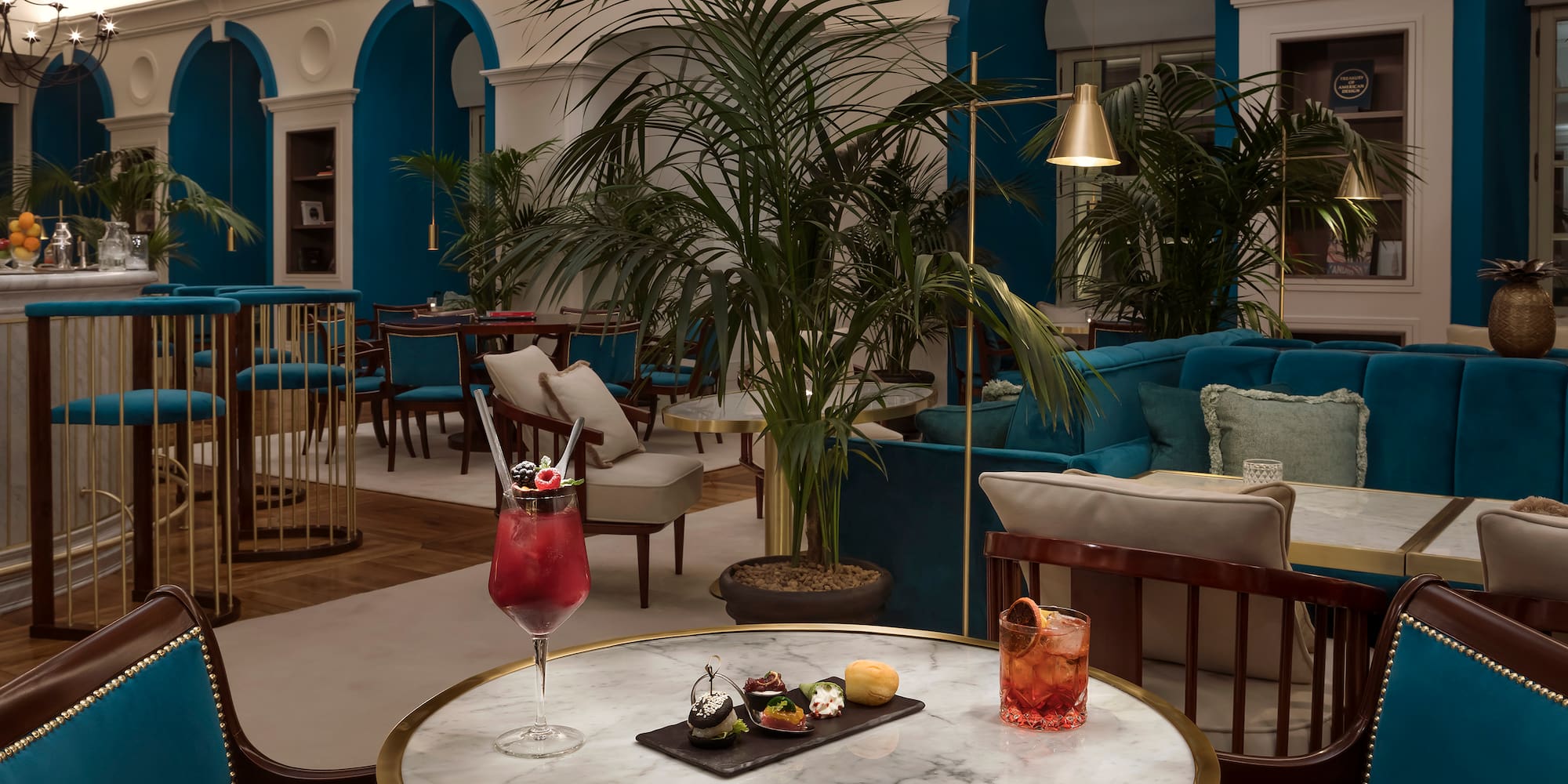 a table with drinks on it