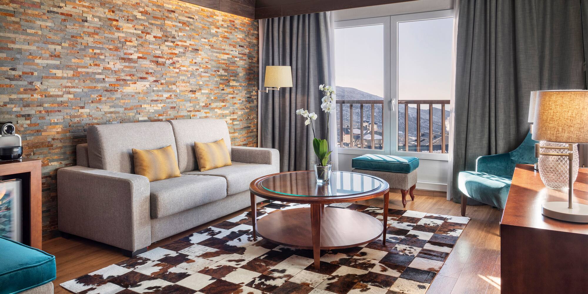 a living room with a couch and a coffee table