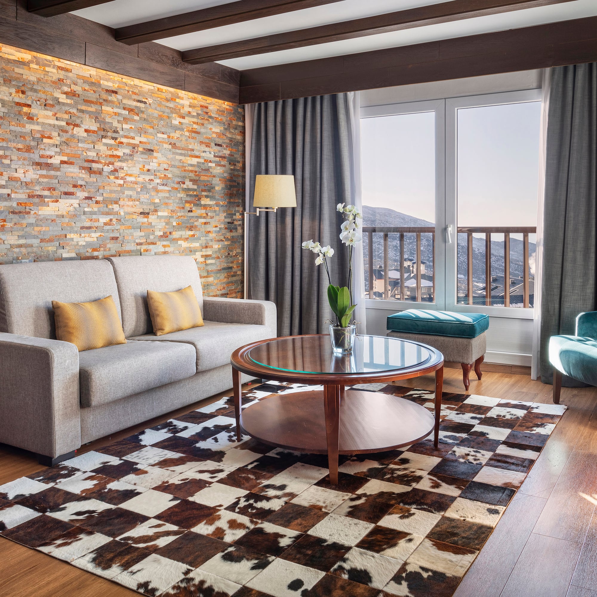 a living room with a couch and a coffee table