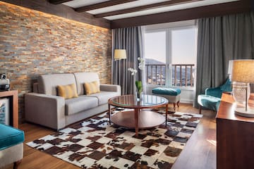 a living room with a couch and a coffee table