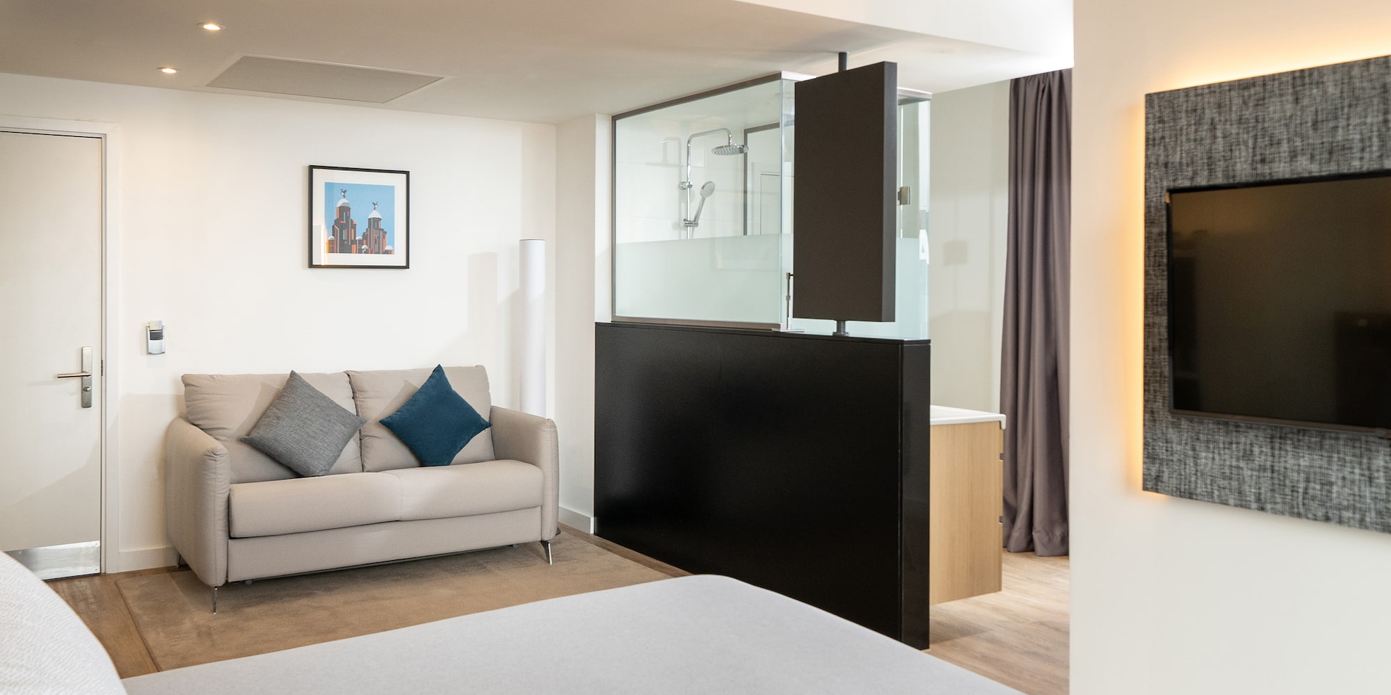 a room with a bed and a couch