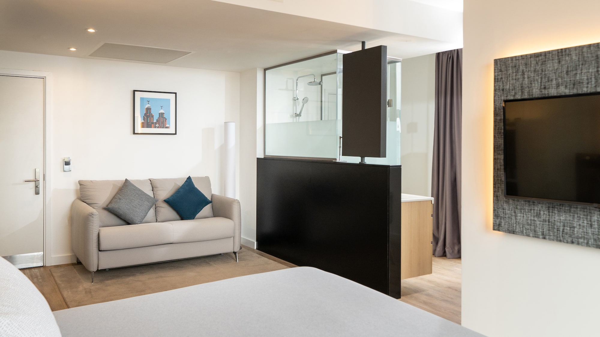 a room with a bed and a couch