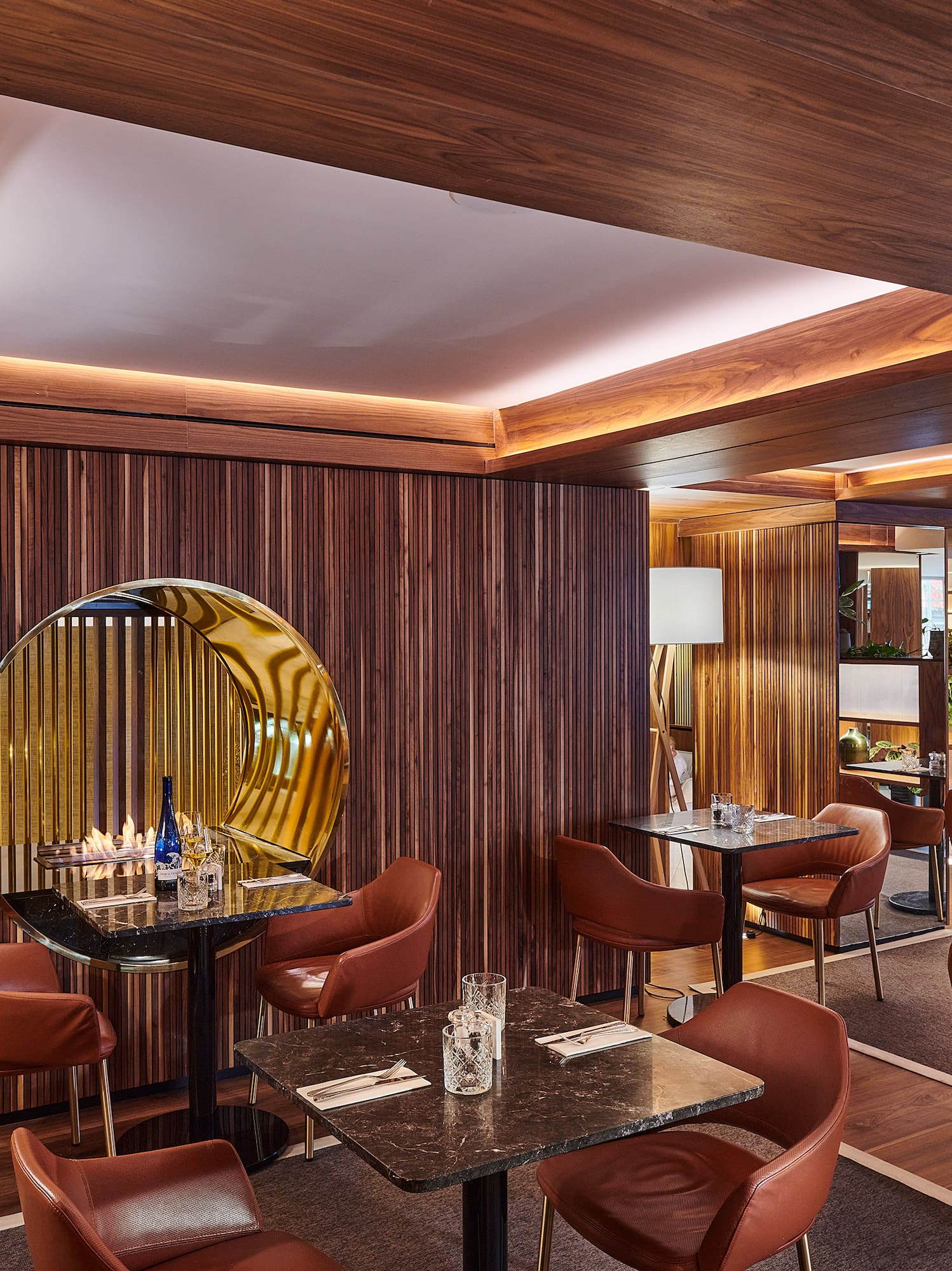 a room with tables and chairs