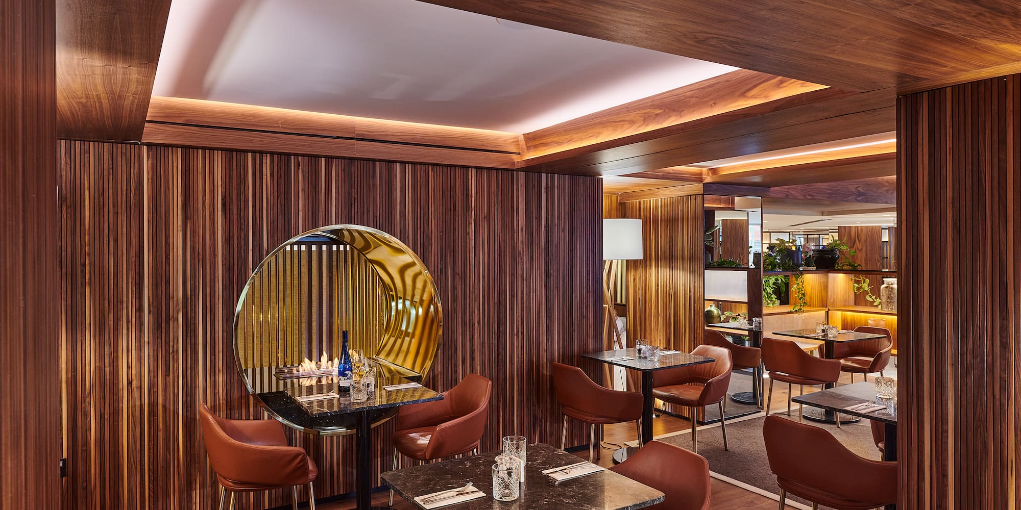 a room with tables and chairs