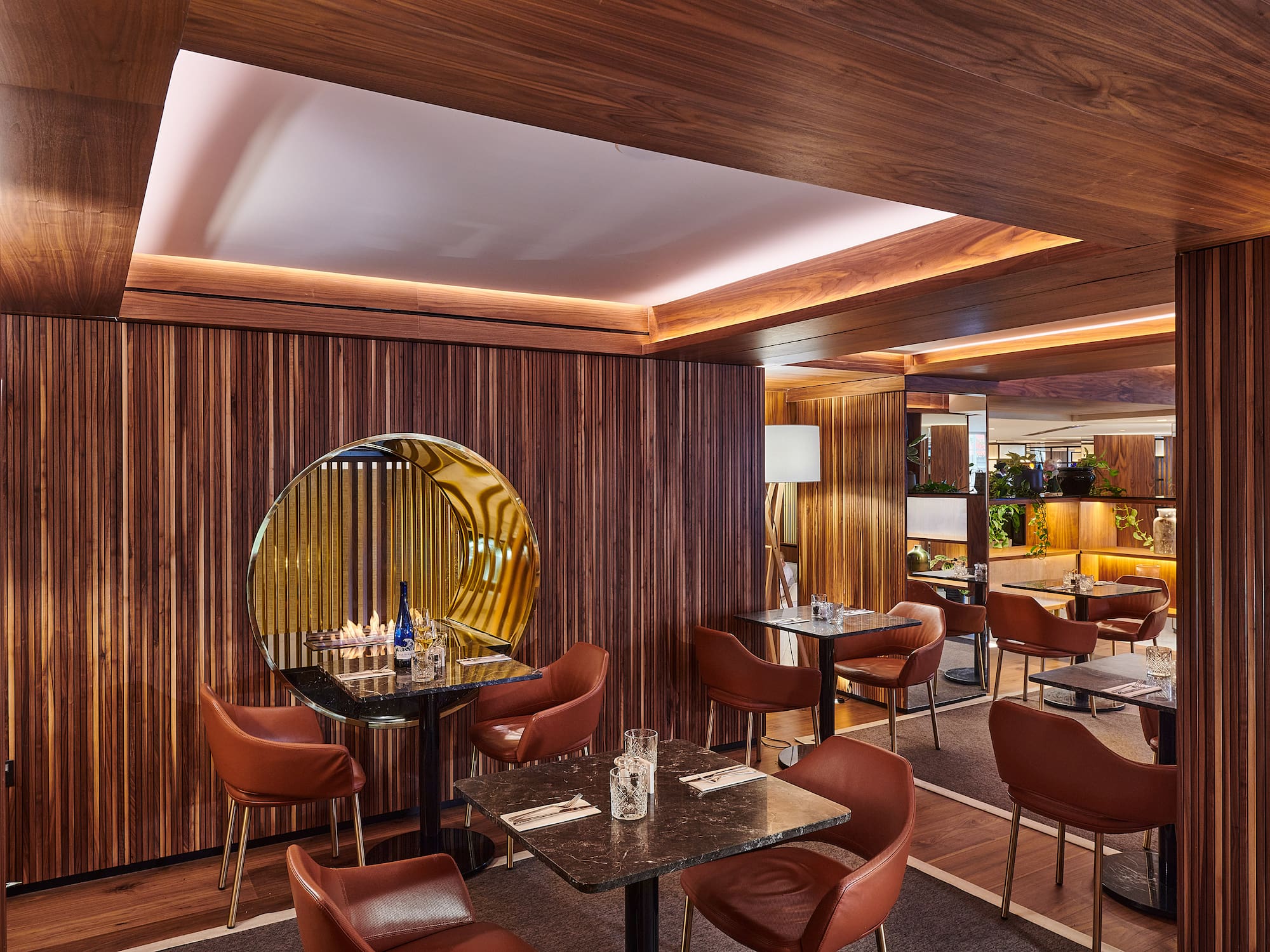 a room with tables and chairs