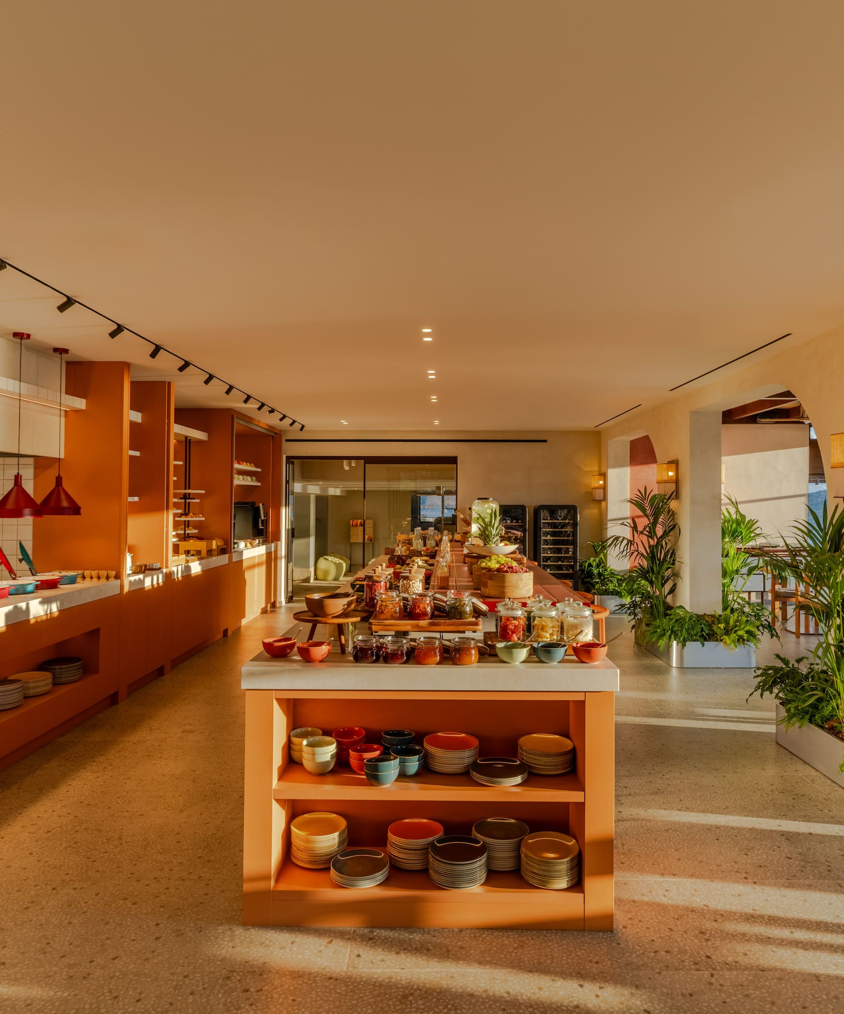 a food court with a buffet