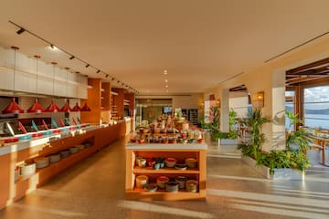 a food court with a buffet