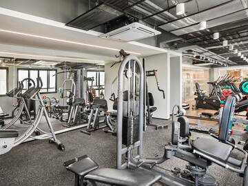 a gym with exercise equipment