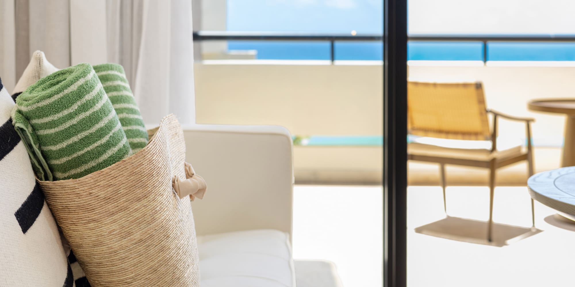 a beach bag on a couch