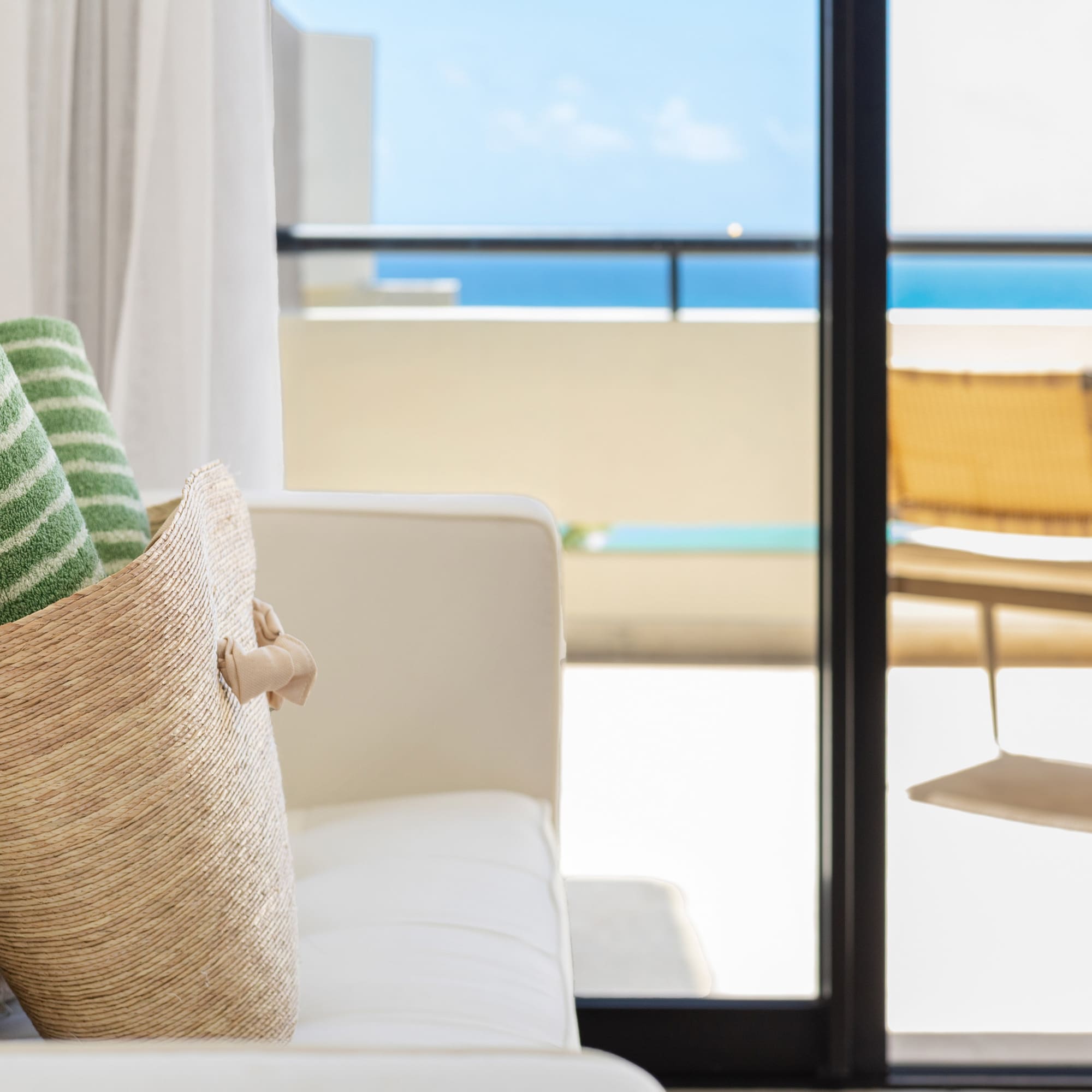 a beach bag on a couch