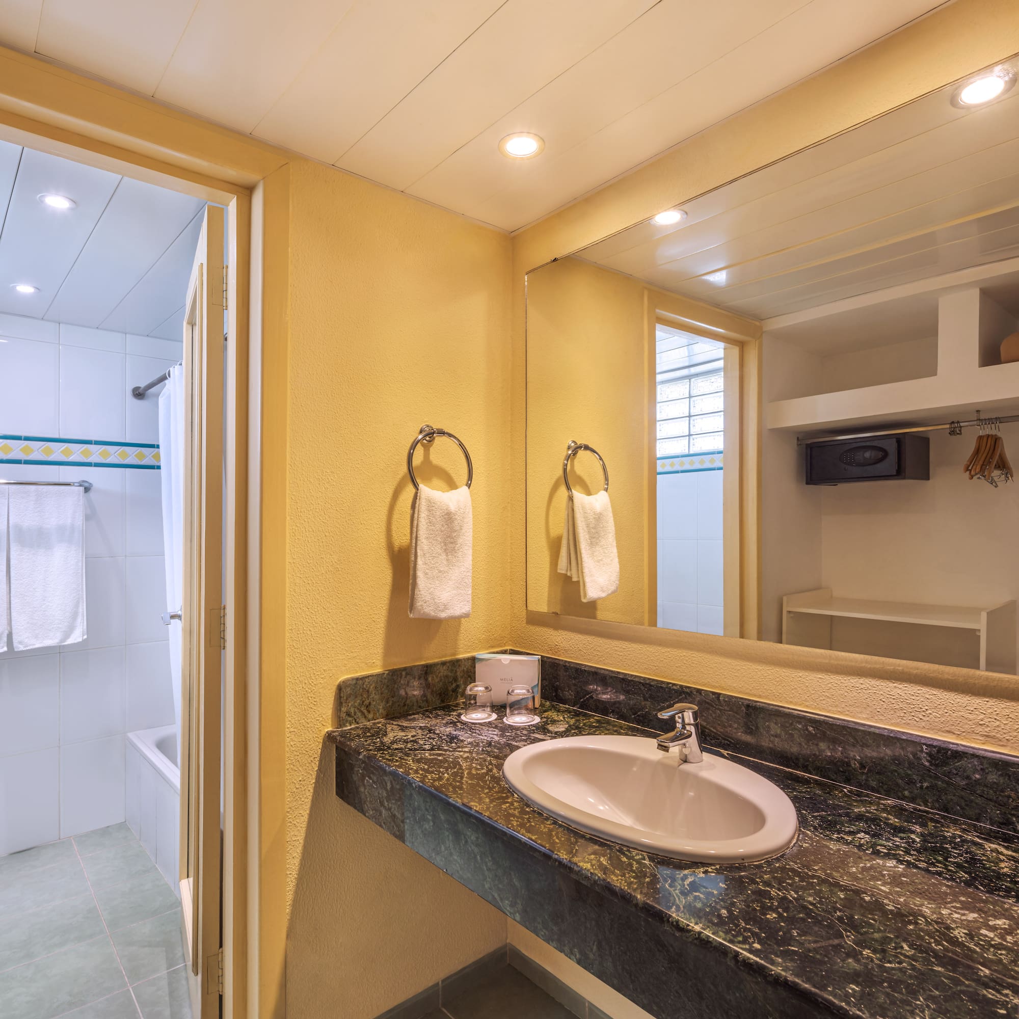 a bathroom with a sink and a shower