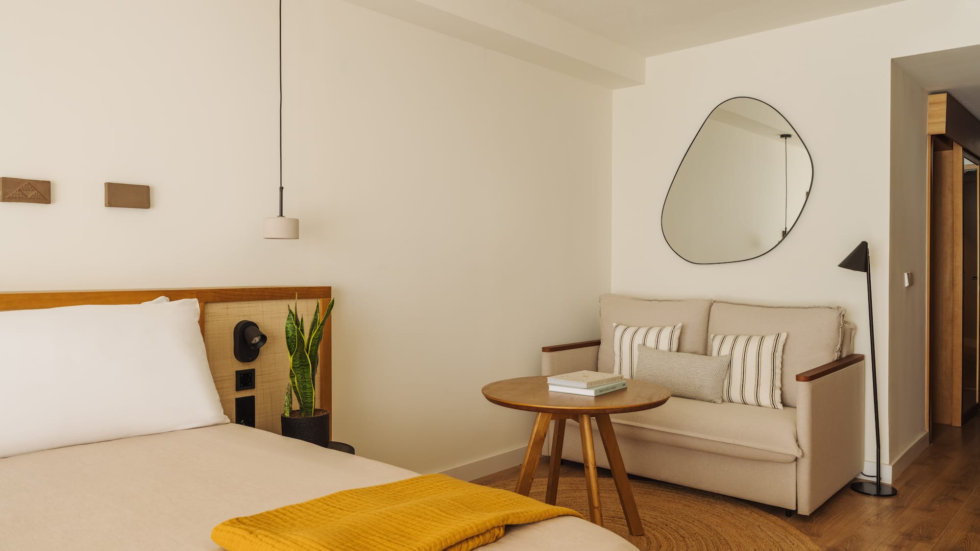 a room with a bed and a couch