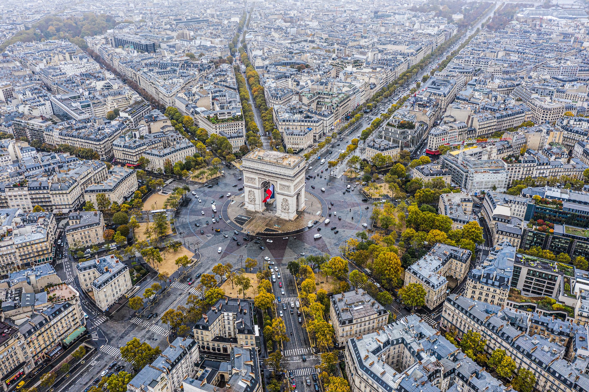 an aerial view of a large city