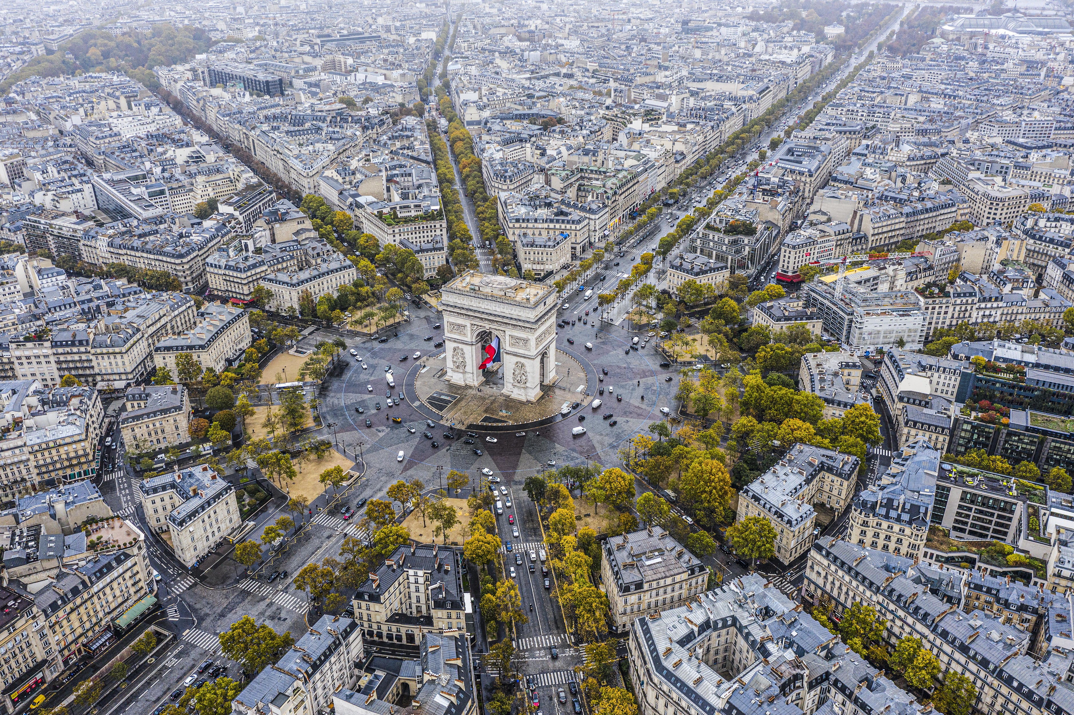 an aerial view of a large city