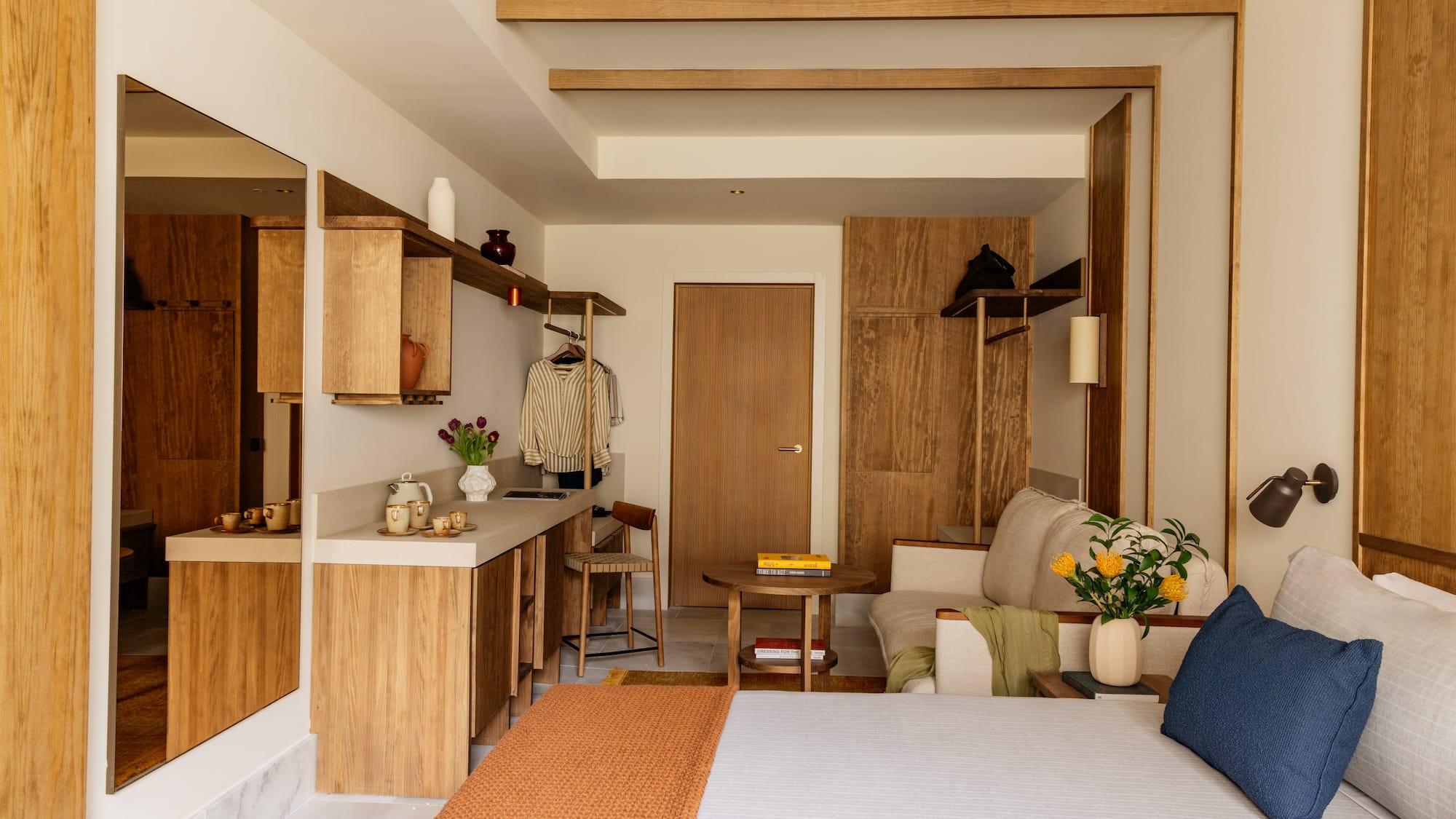 a room with a bed and a couch