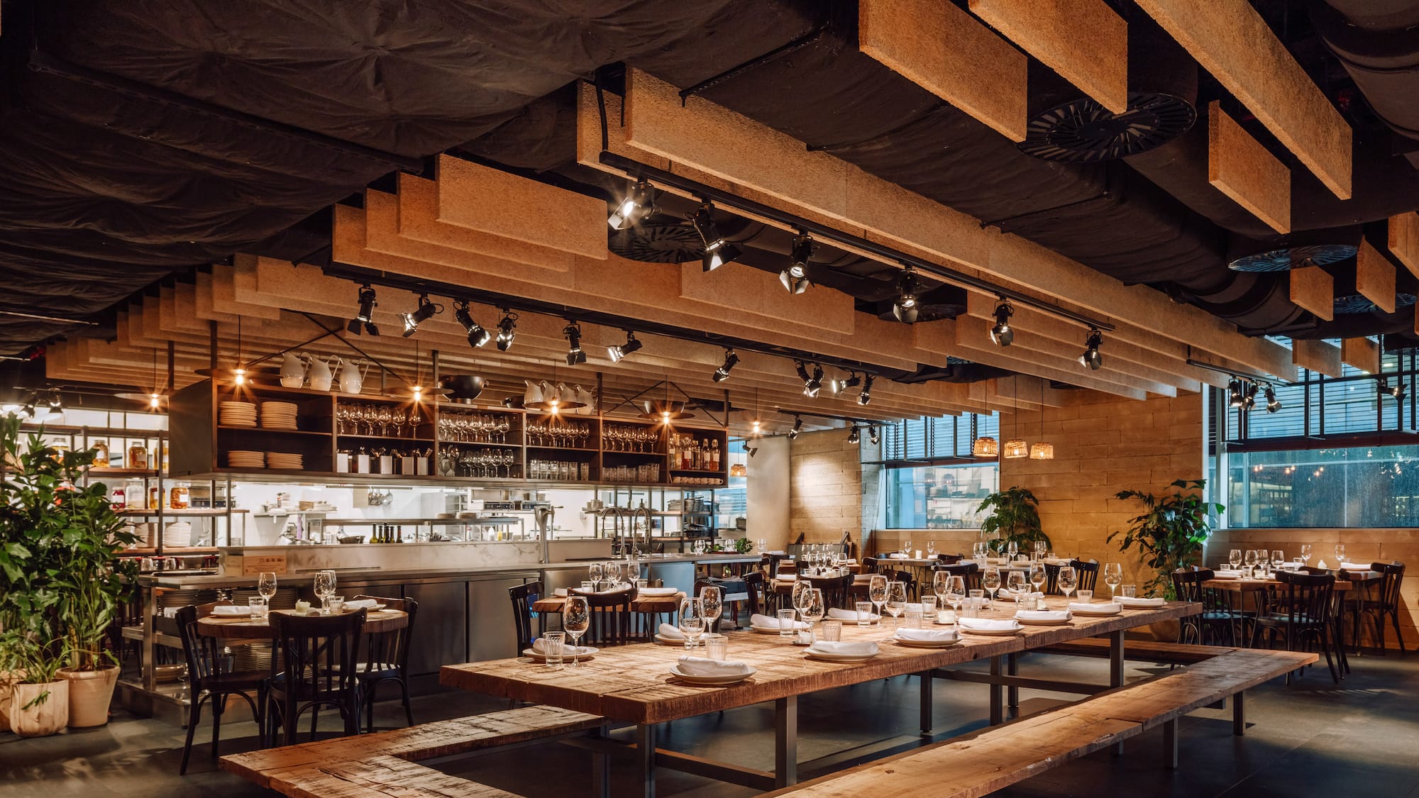a restaurant with tables and chairs