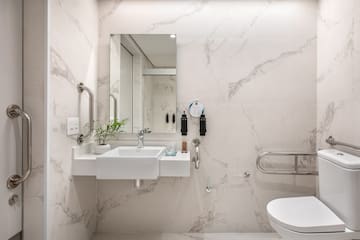 a bathroom with a sink and toilet