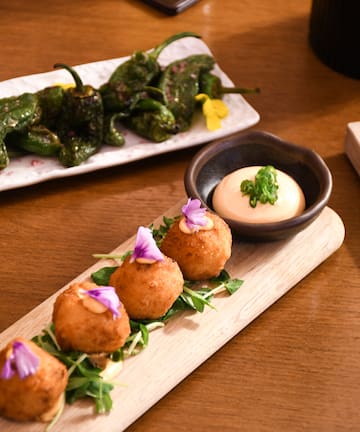 food on a wooden board