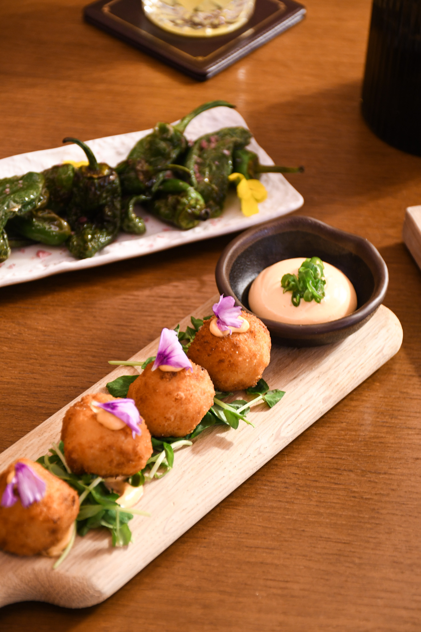 food on a wooden board