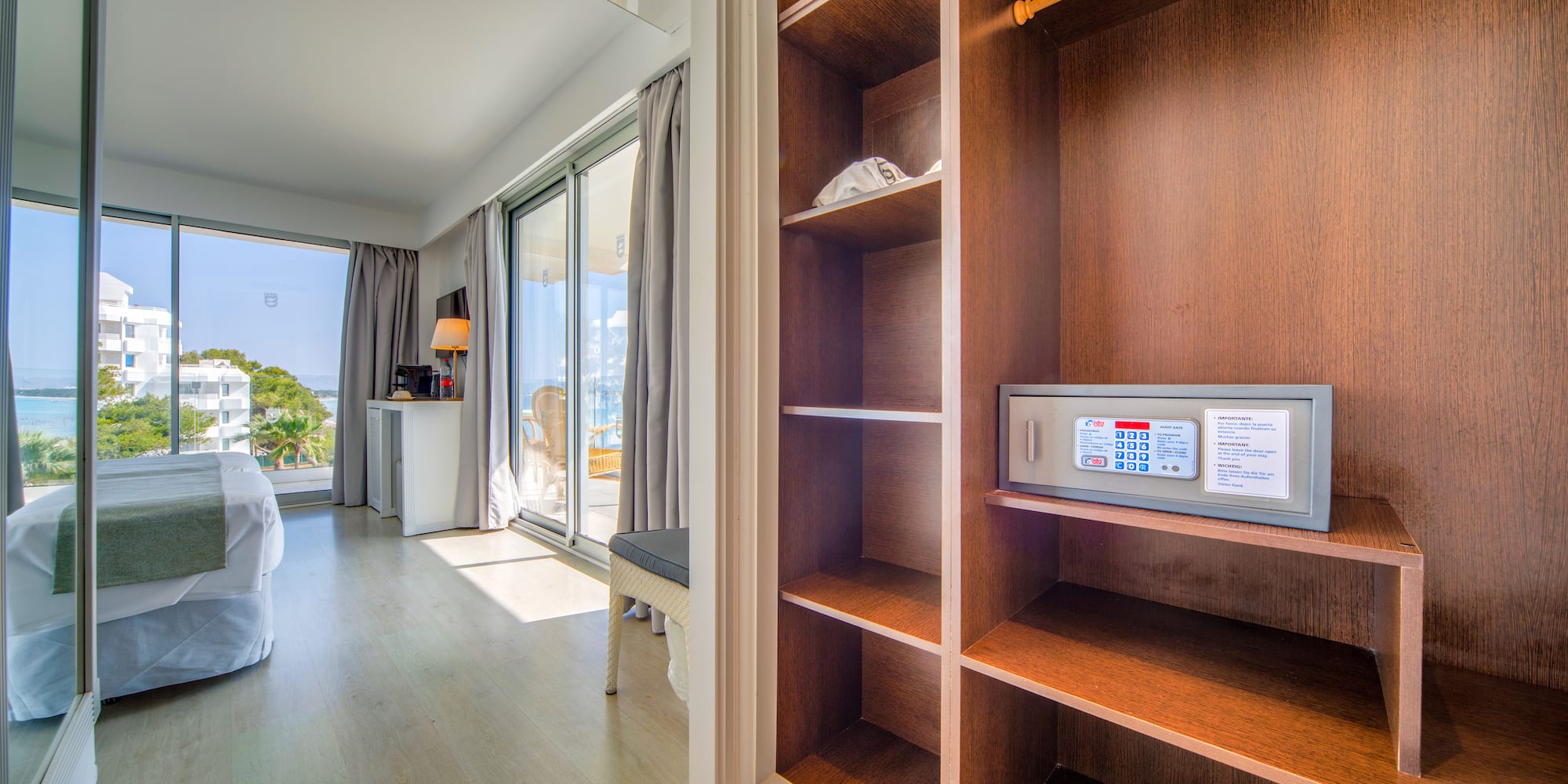 a room with a large open shelf