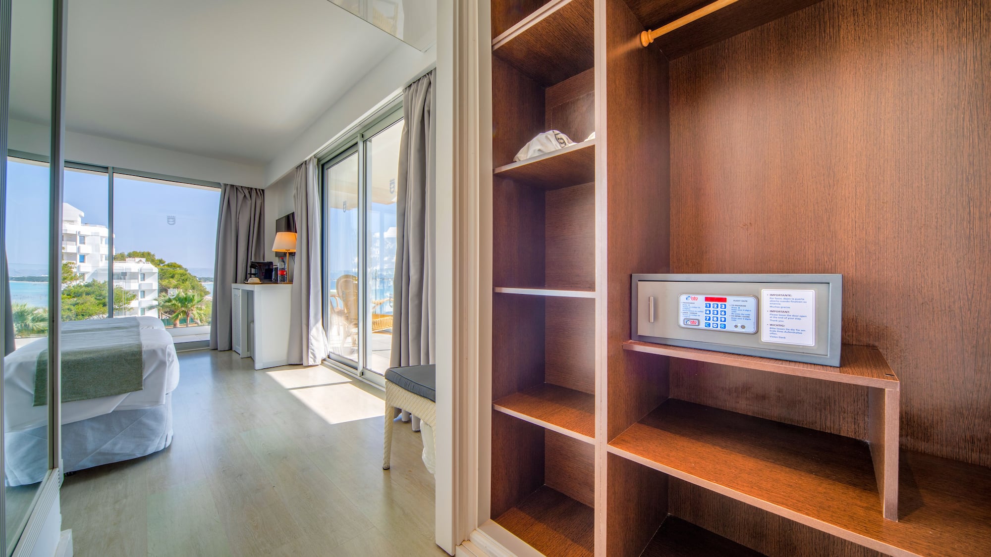 a room with a large open shelf