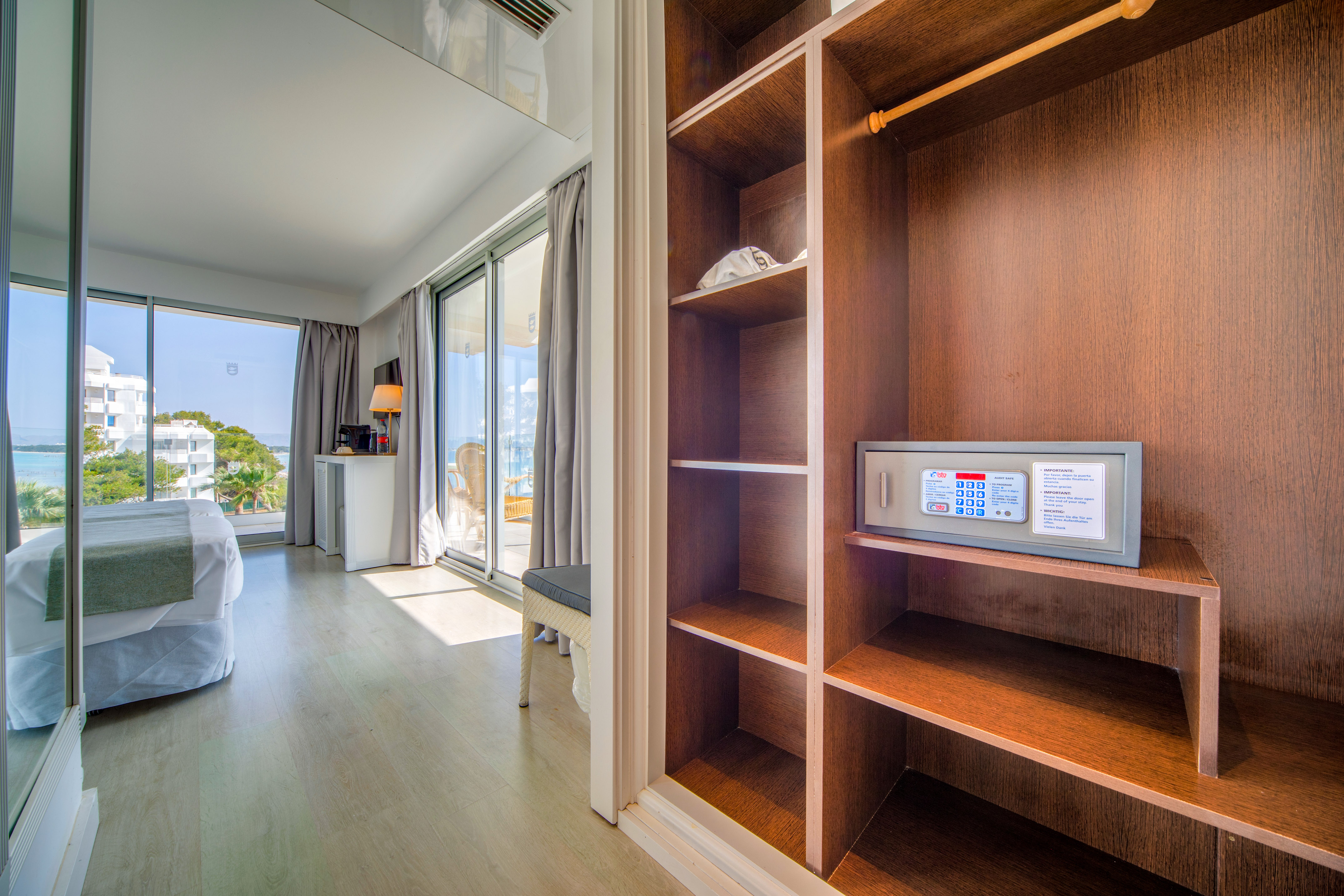 a room with a large open shelf