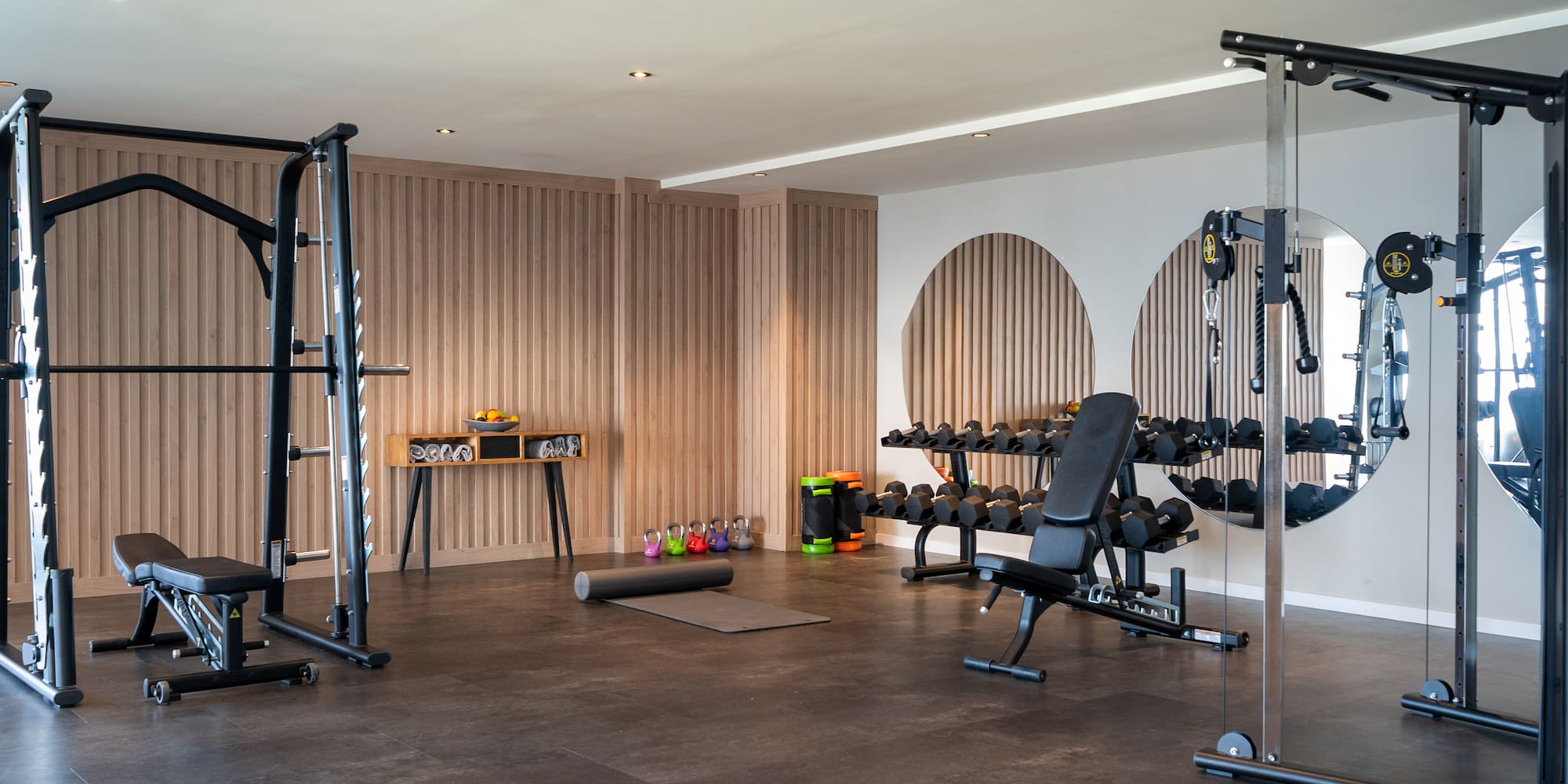 a gym with exercise equipment