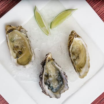 a plate of oysters and limes