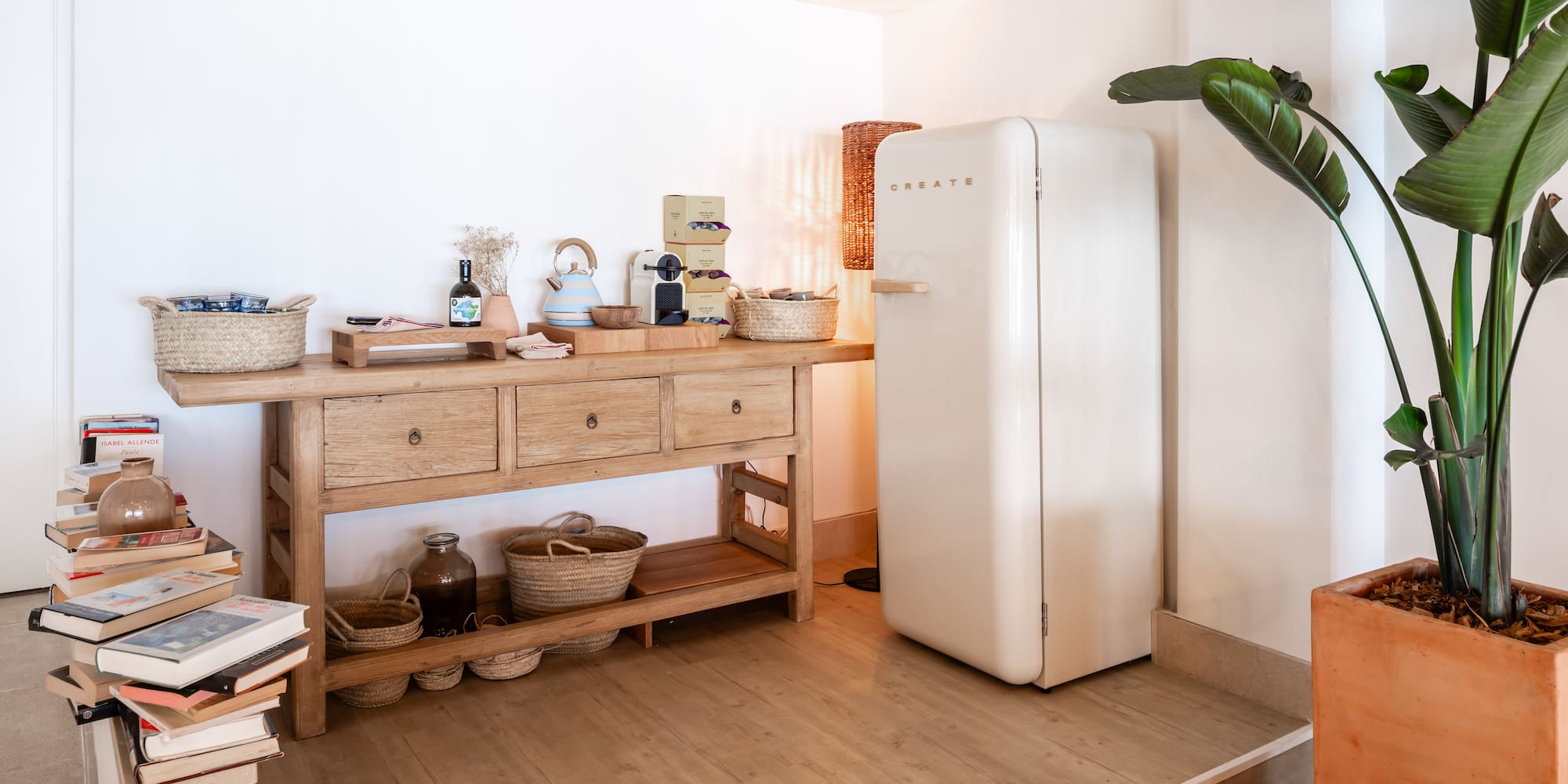 a white refrigerator in a room