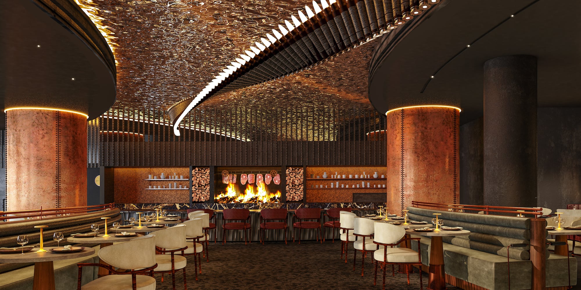 a restaurant with tables and chairs