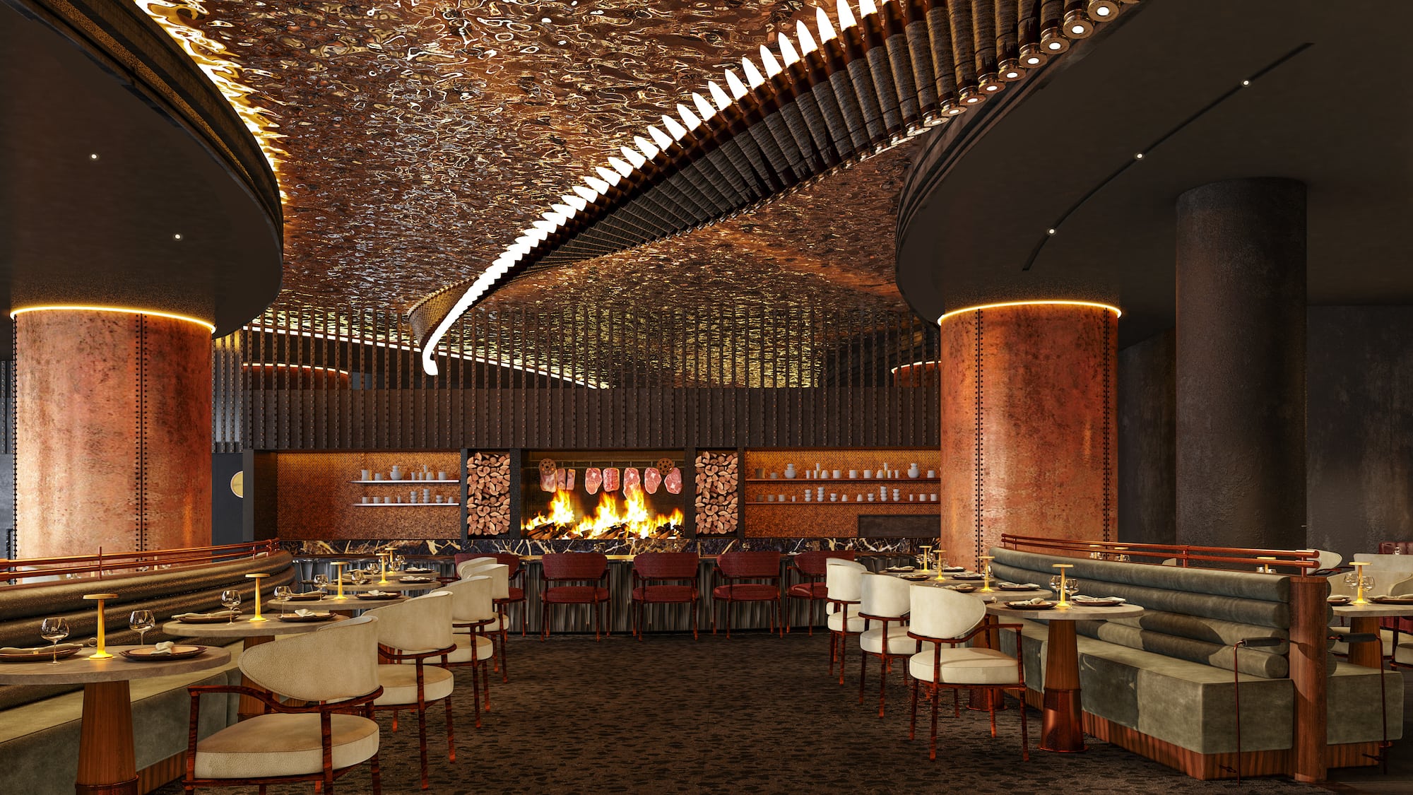 a restaurant with tables and chairs