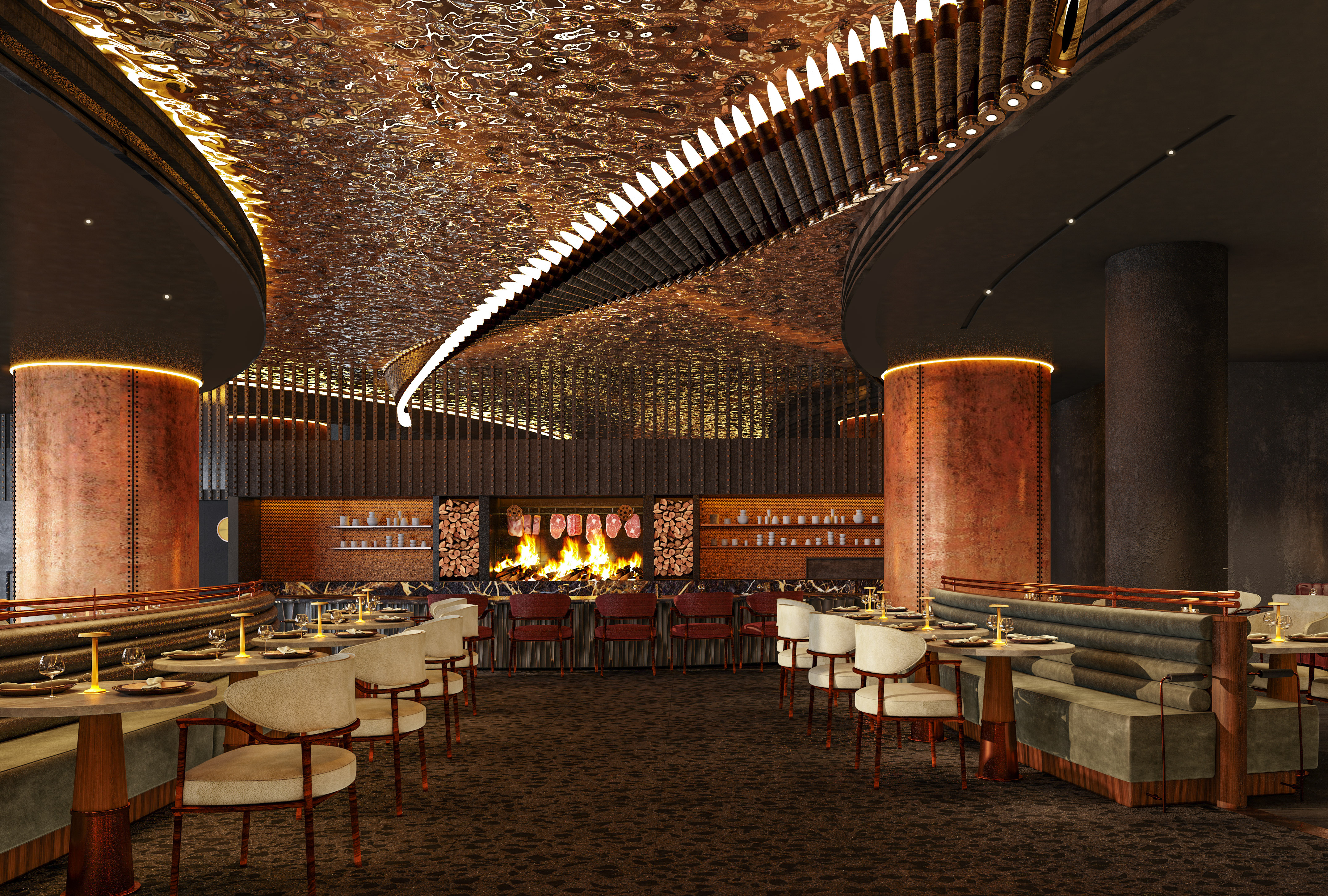 a restaurant with tables and chairs