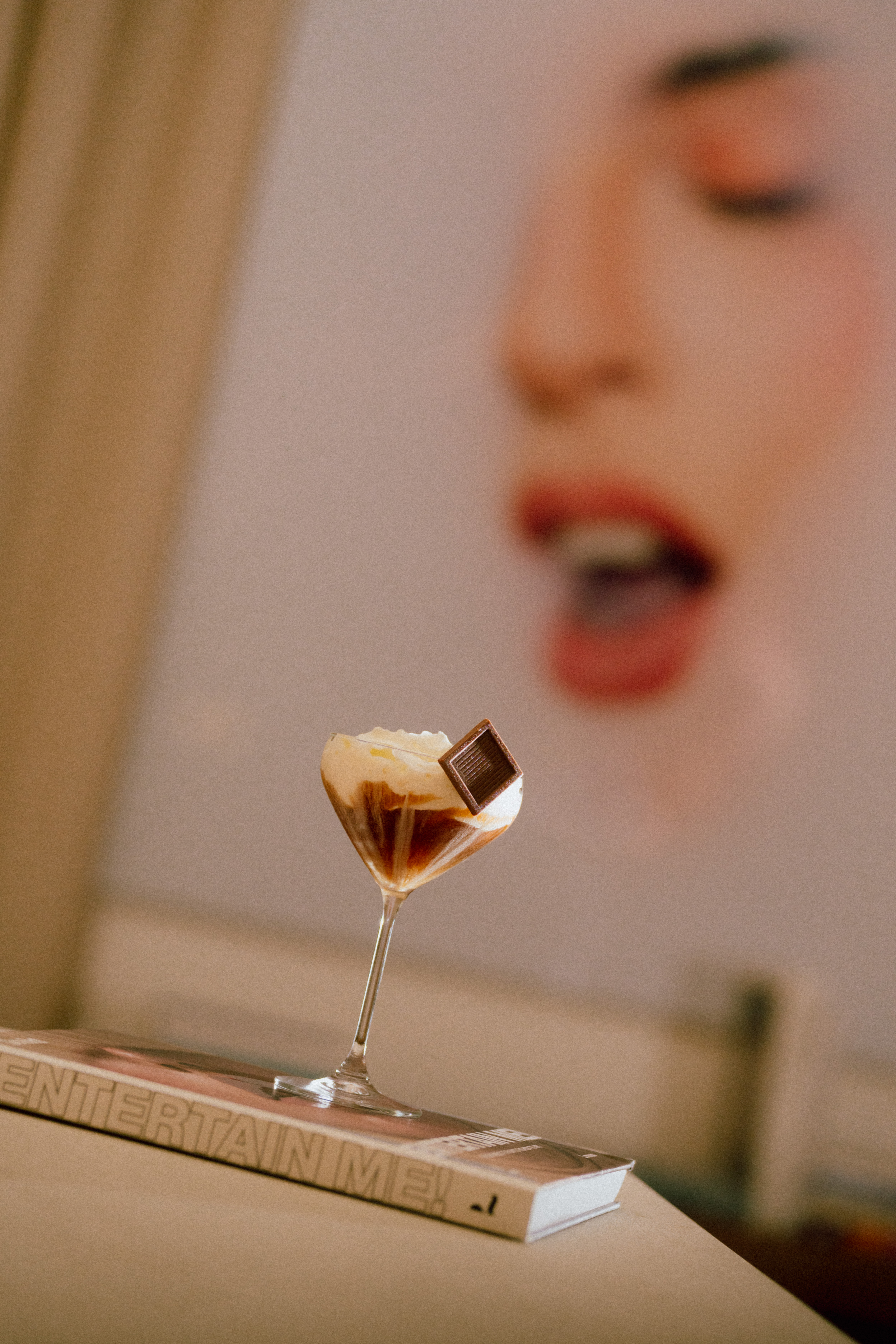 a dessert in a martini glass