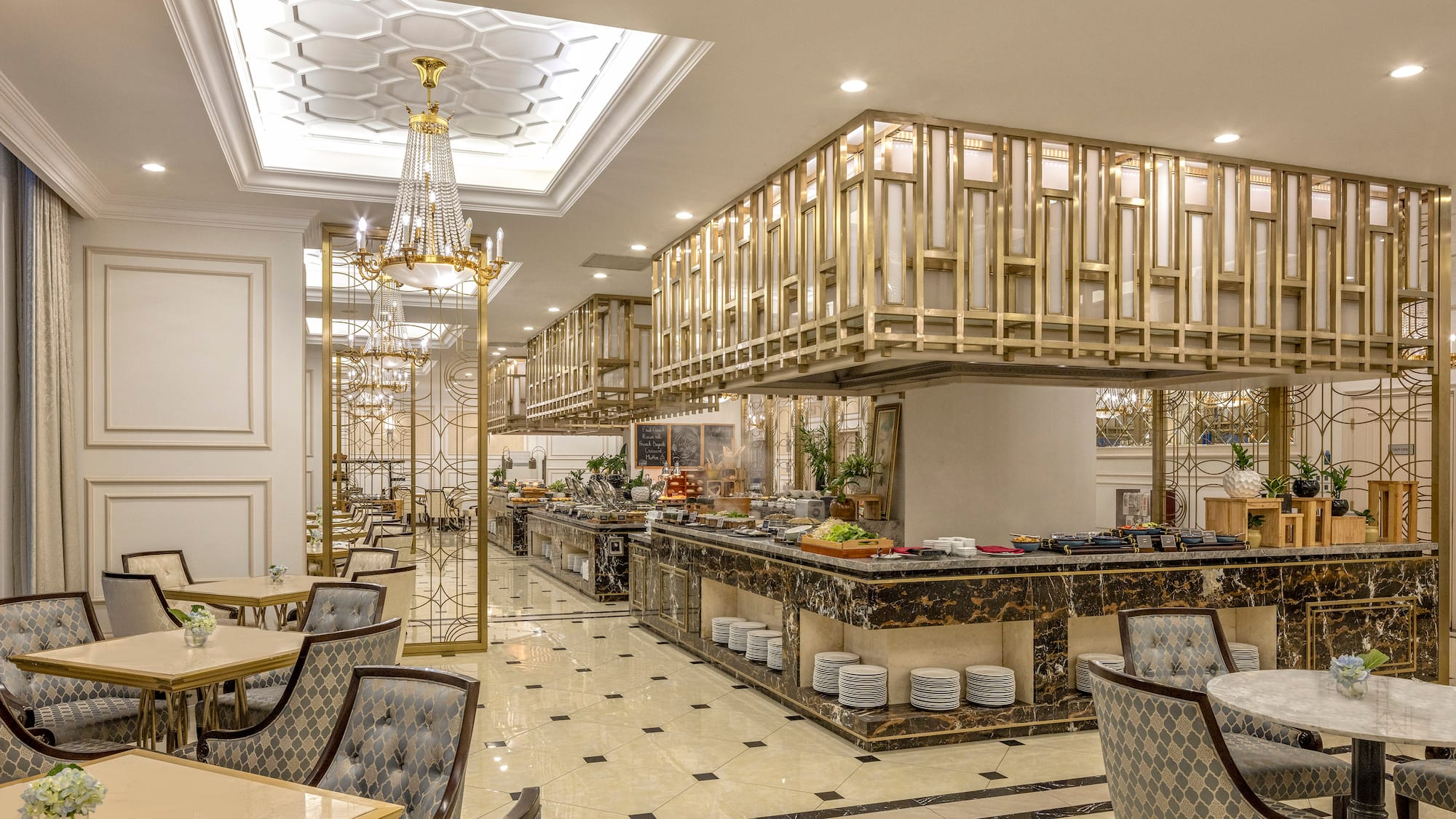 a restaurant with tables and chairs