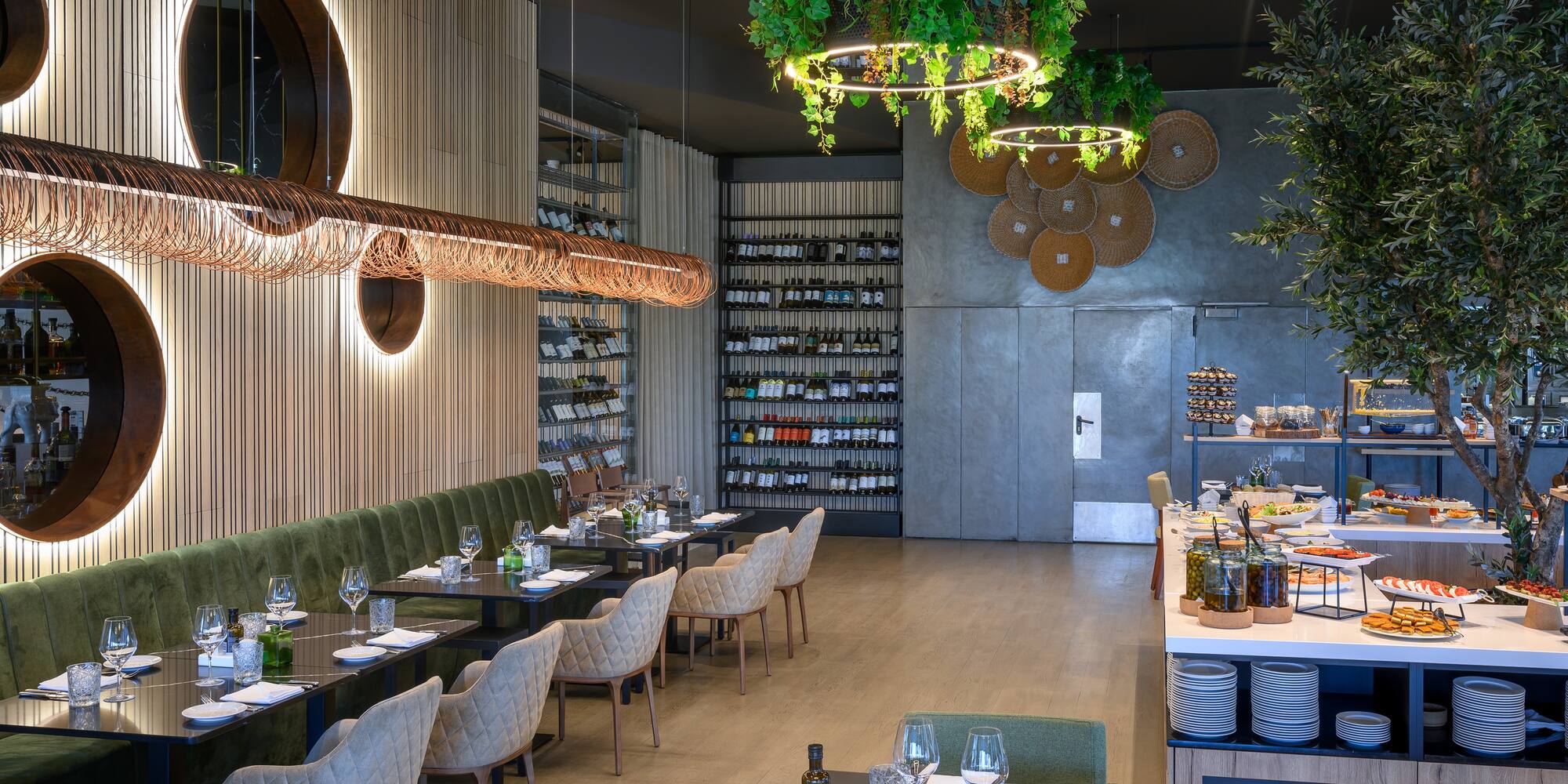 a restaurant with tables and chairs