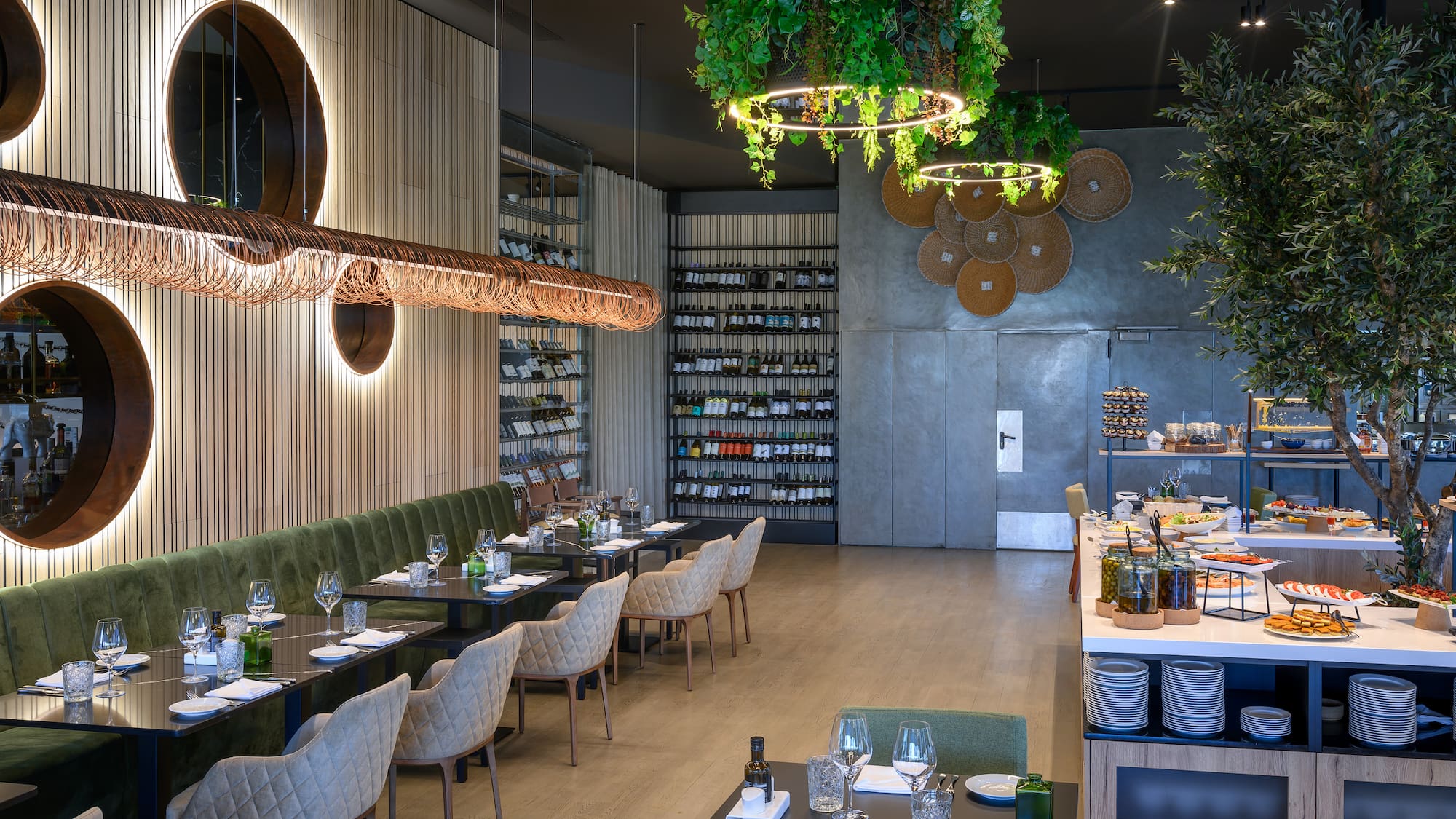 a restaurant with tables and chairs